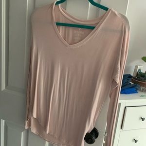 pink long sleeve v neck